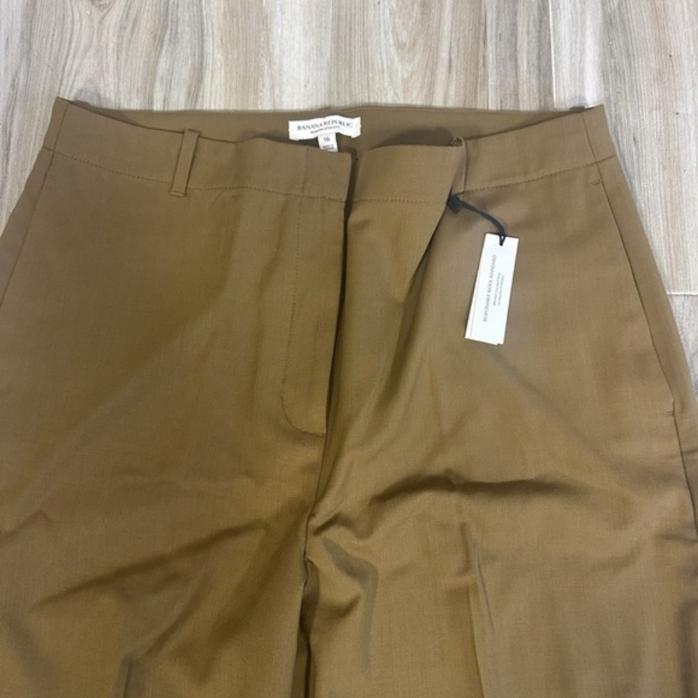 NWT Banana Republic Wool Straight 16 Pants Brown Tailored Career Minimalist - Picture 3 of 10